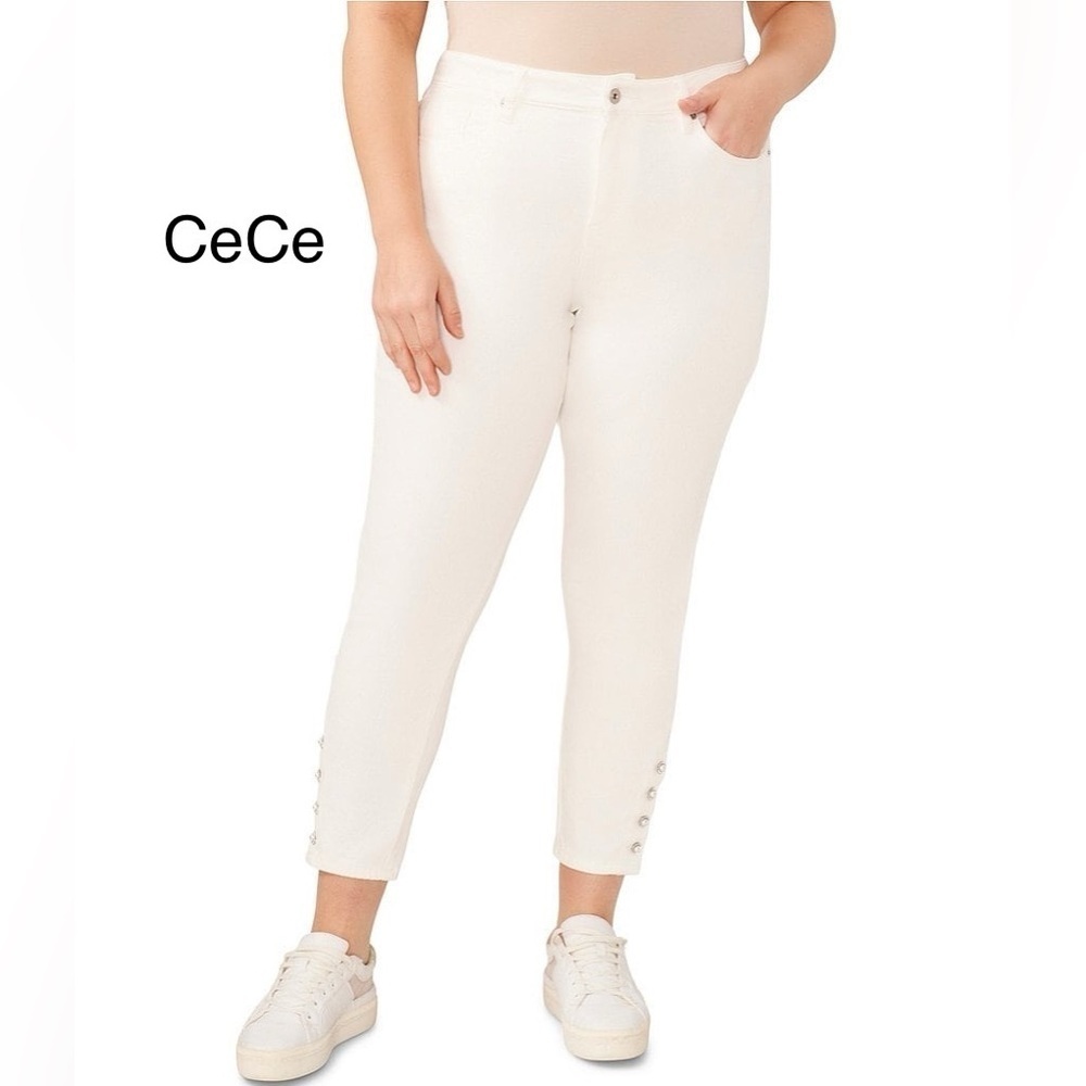 New CeCe Plus Size High-Rise Pearl Hem Jeans Size 22W & 24W